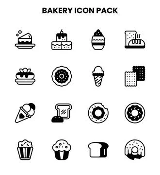 Bakery DuoTone Set Icons Pack Stock Illustration