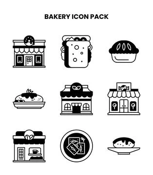 Bakery DuoTone Set Icons Pack Stock Illustration