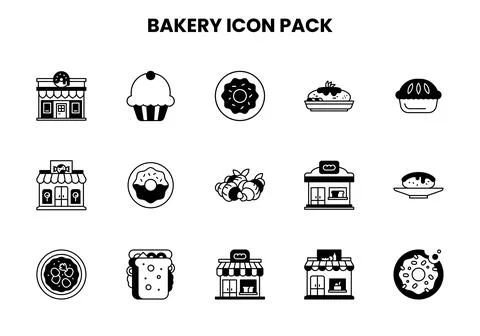 Bakery DuoTone Vector Icons Pack Stock Illustration