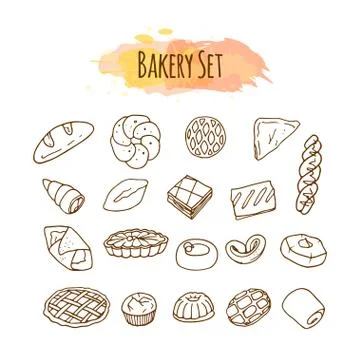 Bakery elements. Pastry illustration Stock Illustration