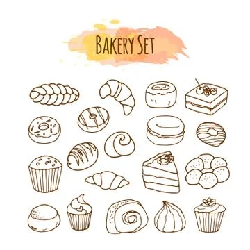 Bakery elements. Pastry illustration Stock Illustration