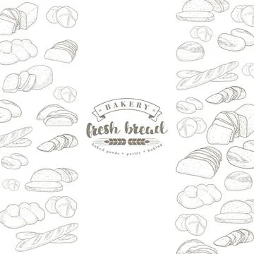 Bakery emblem and bread set Stock Illustration