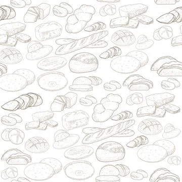 Bakery emblem and bread set Stock Illustration
