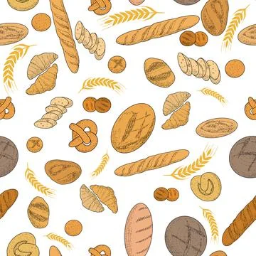 Bakery emblem and bread set Illustrazione stock