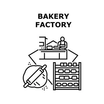 Bakery Factory Vector Concept Black Illustration Stock Illustration
