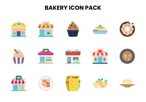 Bakery Flat Bundle Icons Pack Stock Illustration