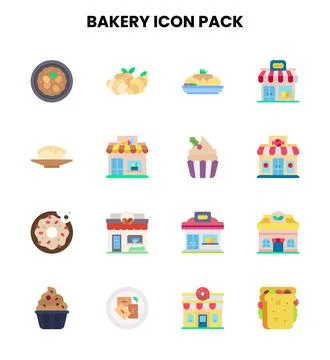 Bakery Flat Bundle Icons Pack Ilustración de archivo
