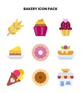 Bakery Flat Collection Icons Pack Stock Illustration