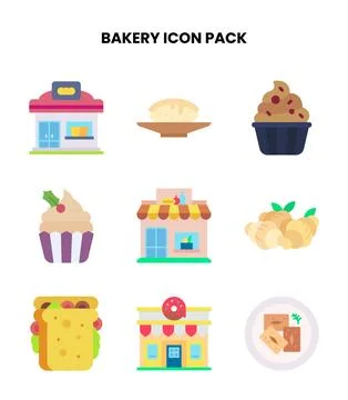Bakery Flat Collection Icons Pack Stock Illustration