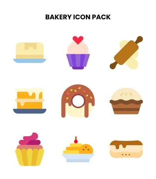 Bakery Flat Design Icons Pack Stock Illustration