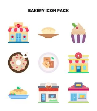 Bakery Flat Design Icons Pack Stock Illustration