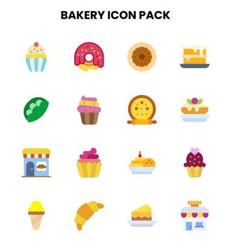 Bakery Flat Graphics Icons Pack Stock Illustration