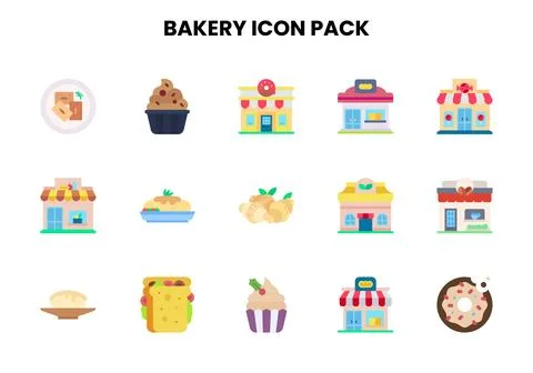 Bakery Flat Graphics Icons Pack Stock Illustration
