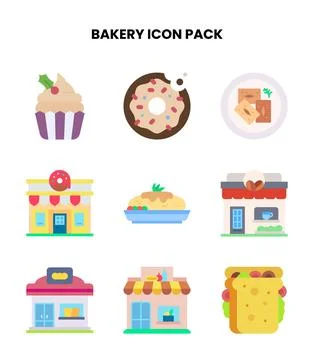Bakery Flat Icons Pack Illustrazione stock