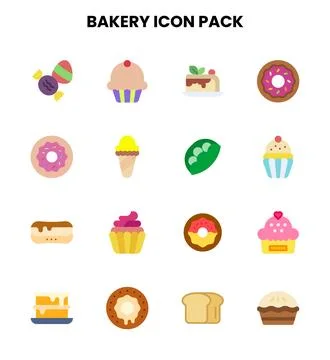 Bakery Flat Scalable Icons Pack Stock Illustration