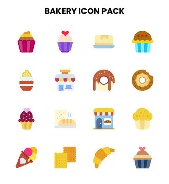 Bakery Flat Set Icons Pack Stock Illustration