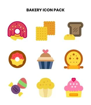 Bakery Flat Set Icons Pack Stock Illustration