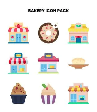 Bakery Flat Set Icons Pack Stock Illustration