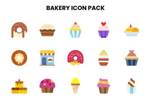 Bakery Flat UI Icons Pack Stock Illustration