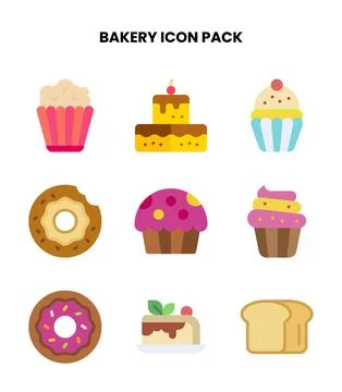Bakery Flat UI Icons Pack Stock Illustration