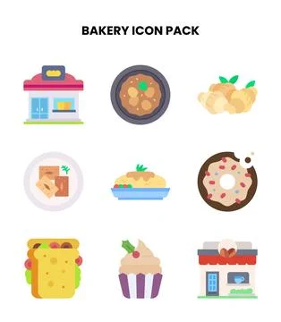 Bakery Flat Vector Icons Pack Stock Illustration