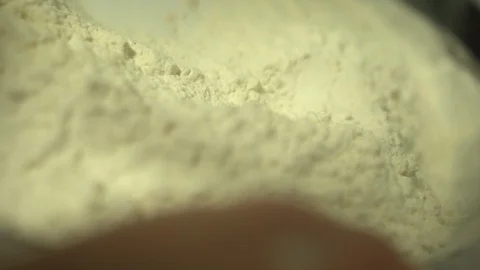 Bakery flour is poured into a mixer Stock Footage 128460376