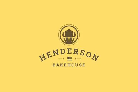 Bakery fresh baked cupcake retro logo design template for cafe vector flat .. Stock Illustration