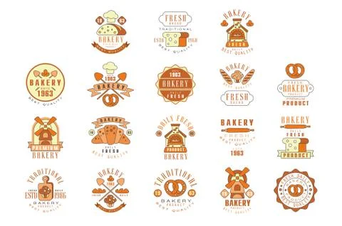 Bakery, fresh bread logo design, vintage bakery shop, company emblem vector Stock Illustration