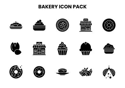 Bakery Glyph Bundle Icons Pack Ilustración de archivo