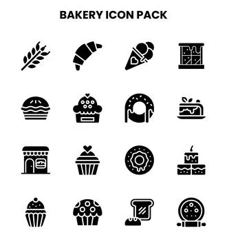 Bakery Glyph Bundle Icons Pack Ilustración de archivo