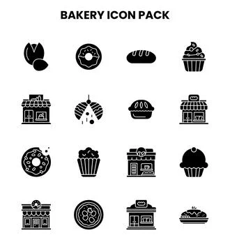 Bakery Glyph Design Icons Pack Ilustración de archivo