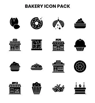 Bakery Glyph Scalable Icons Pack Illustrazione stock
