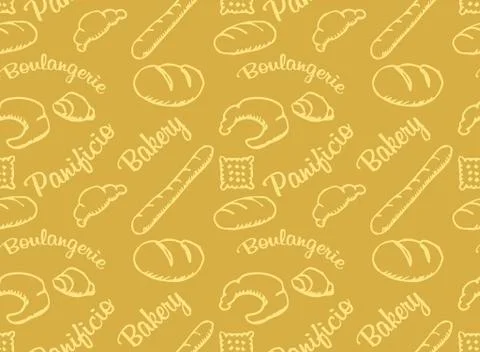 Bakery golden vector pattern Stock Illustration