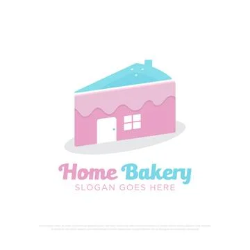 Bakery House logo design vector, sweet cake home made vector illustration b.. Stock Illustration