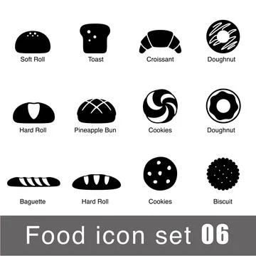 Bakery icon set, bread, biscuit snack icon set design, vector illustration Stock Illustration
