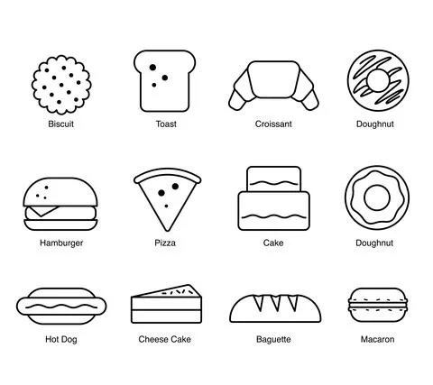 Bakery icon set, bread, biscuit snack icon set design, vector illustration Stock Illustration