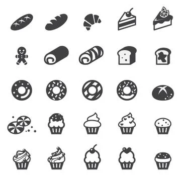 Bakery icon set Stock Illustration
