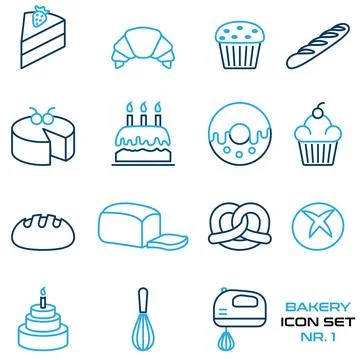 Bakery icon set - isolated on white background Stock Illustration