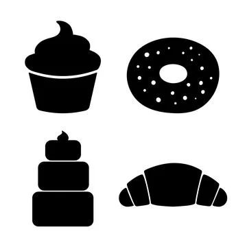 Bakery icon in solid black flat shape glyph icon, isolated on white. Vector Stock Illustration