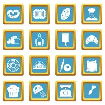Bakery icons azure Stock Illustration