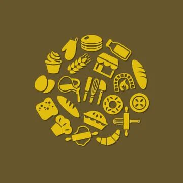 Bakery icons in circle Stock Illustration