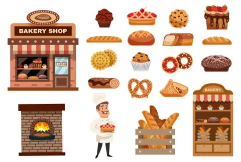 Bakery Icons Set Illustrazione stock