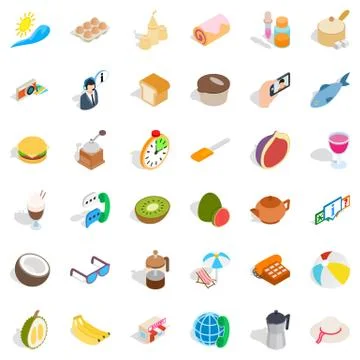 Bakery icons set, isometric style Stock Illustration