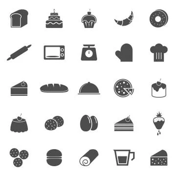 Bakery icons on white background Stock Illustration