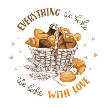 Bakery illustration with text Stock Illustration