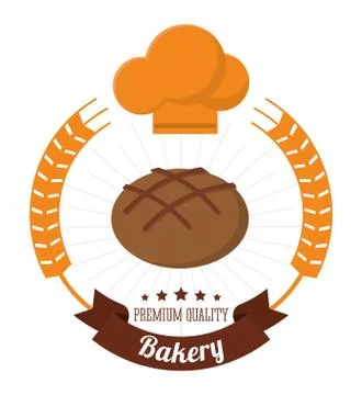 Bakery integral bread chef hat premium quality label Stock Illustration