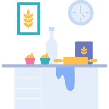Bakery interior vector icon counter with pastry Stock Illustration
