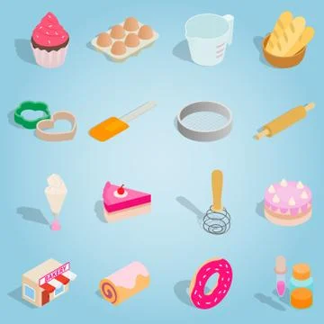 Bakery isometric set icons Illustrazione stock