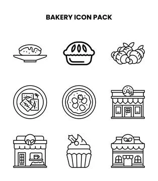 Bakery Line Bundle Icons Pack Ilustración de archivo
