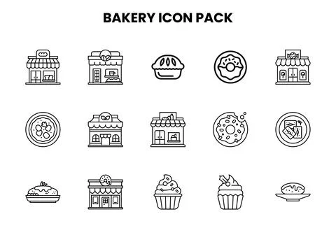 Bakery Line Collection Icons Pack Stock Illustration